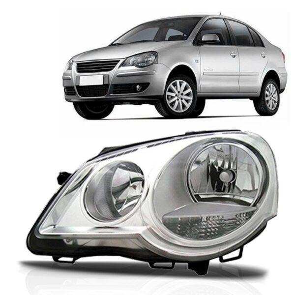 Farol Polo 2007 2008 09 10 11 2012 Elétrico Cromado C/ Motor Lado Esquerdo