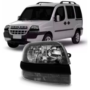 Farol Fiat Doblo 2002 A 2009 Fumê Com Auxiliar Modelo Origin Lado Direito