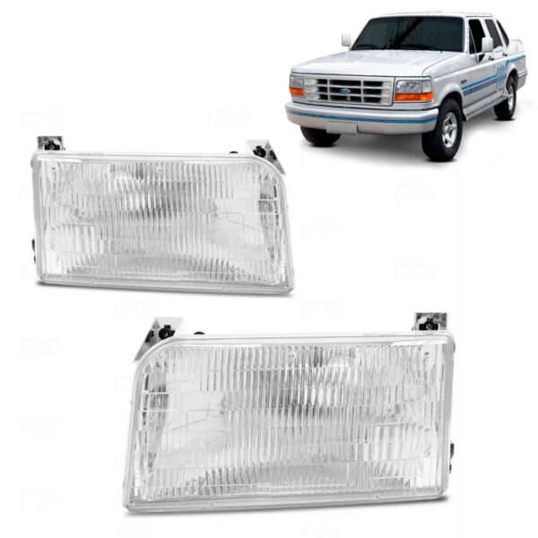 Farol Ford F1000 1996 1997 1998 Foco Simples Mascara Cromada Lado Direito