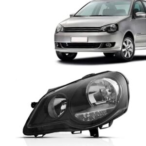 Farol Polo 07 08 09 10 11 12 Máscara Negra Elétrico 1ª Linha - Direito/passageiro