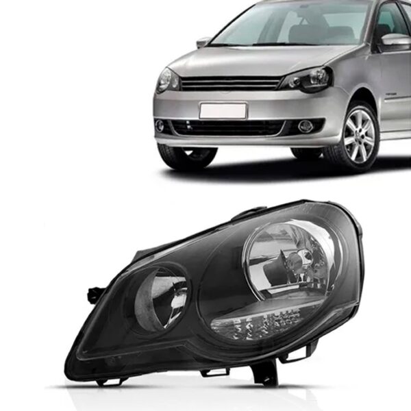 Farol Polo 07 08 09 10 11 12 Máscara Negra Elétrico 1ª Linha - Direito/passageiro