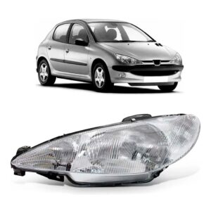 Farol Peugeot 206 99 00 01 02 03 Raiado C/garantia 1ª Linha Esquerdo/motorista