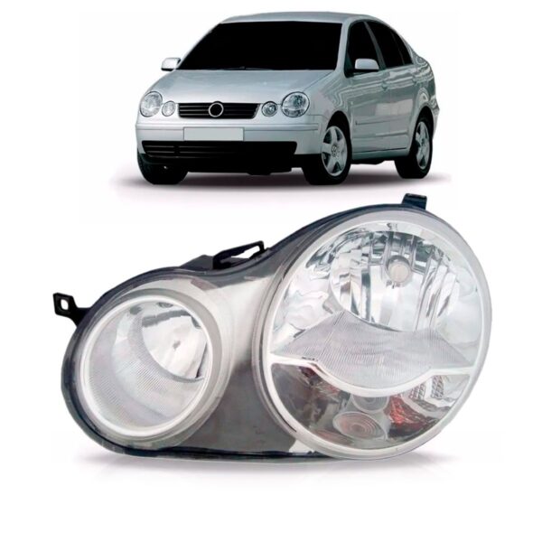 Farol Polo Hatch Sedan 03 04 05 2006 Cromado Oferta 1ª Linha Esquerdo/motorista
