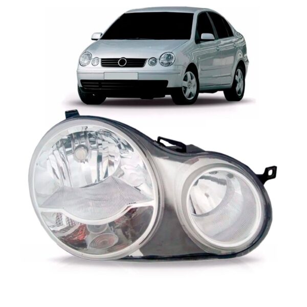 Farol Polo Hatch Sedan 03 04 05 2006 Cromado Oferta 1ª Linha Direito/passageiro