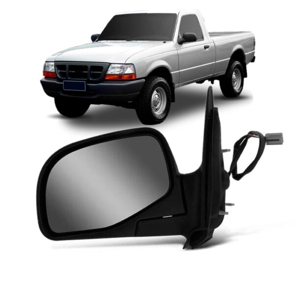 Retrovisor Externo Elétrico Preto Ranger 1998 A 2006 Preto Lado Esquerdo