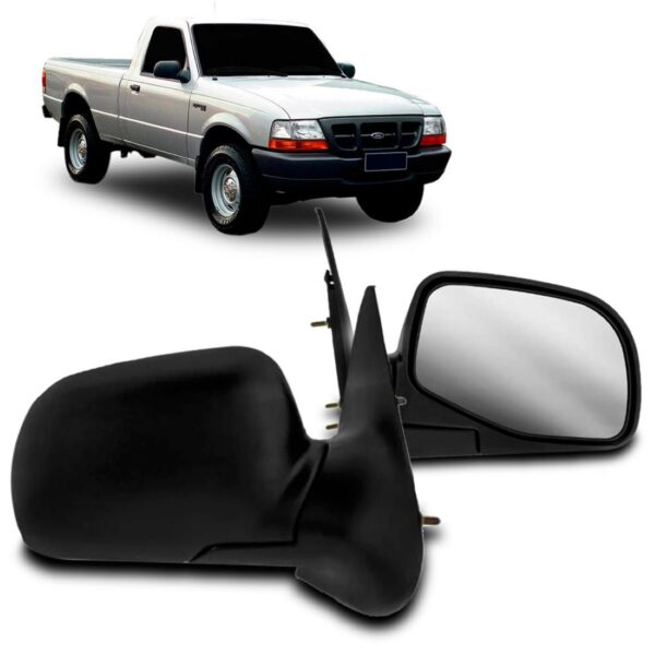 Retrovisor Ford Ranger 1998 Á 2006 Fixo Preto Lado Esquerdo