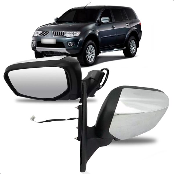 Retrovisor Triton E Pajero Dakar 07 A 14 Eletrico Cromado Lado Esquerdo