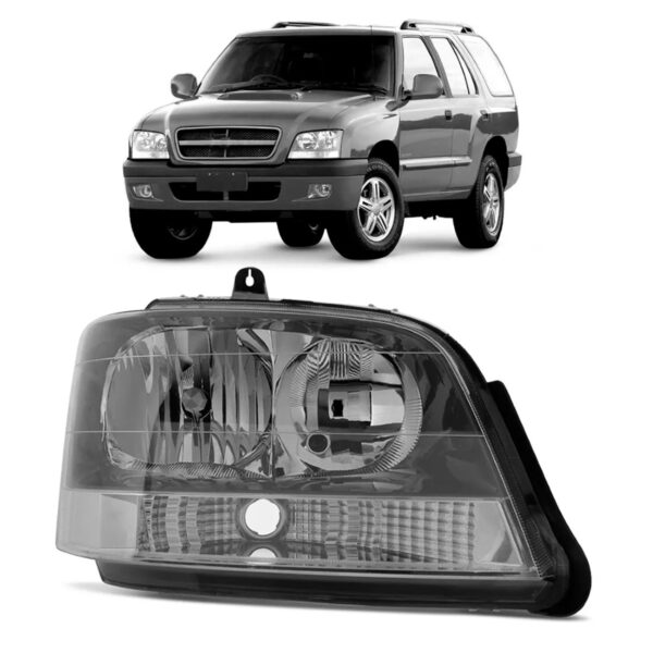 Farol S10 Blazer 2001 02 03 04 05 06 07 08 09 10 2011 Cinza Lado Direito