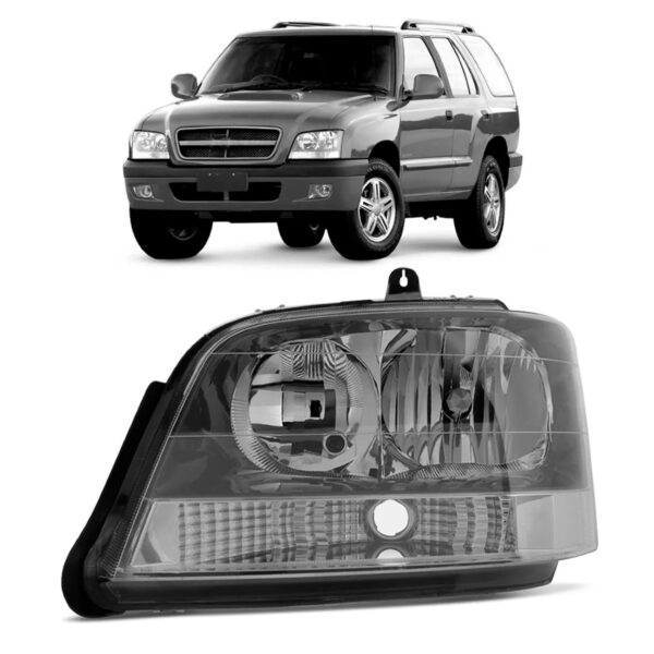Farol S10 Blazer 2001 02 03 04 05 06 07 08 09 10 2011 Cinza Lado Esquerdo