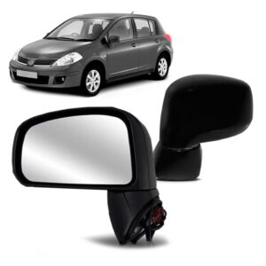 Retrovisor Tiida 2007 A 2013 Eletrico Preto Lado Esquerdo