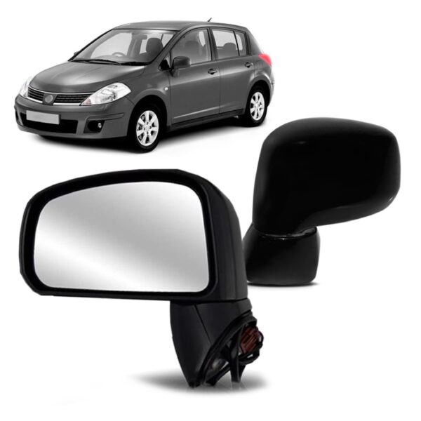 Retrovisor Tiida 2007 A 2013 Eletrico Preto Lado Esquerdo