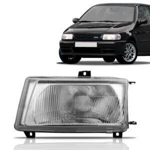 Farol Polo 97 98 99 00 Mascara Cromada Foco Simples 1ª Linha Esquerdo/motorista