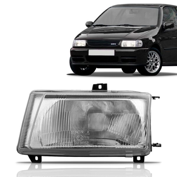 Farol Polo 97 98 99 00 Mascara Cromada Foco Simples 1ª Linha Esquerdo/motorista