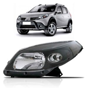 Farol Sandero 2008 2009 2010 2011 Máscara Negra Com Garantia Lado Esquerdo