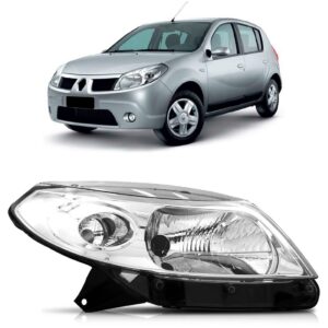Farol Para Renault Sandero 2008 09 10 2011 Cromado 1ª Linha - Direito/passageiro