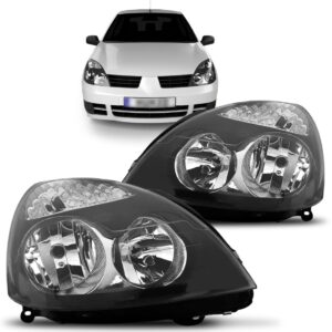 Farol Clio 03 A 2012 Eletrico S/motor Mascara Negra 1ª Linha Direito/passageiro