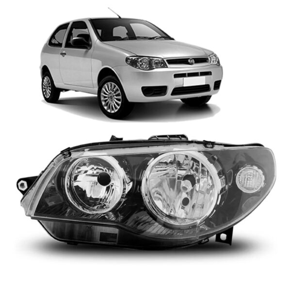 Farol Palio 04 05 06 07 08 09/13 Máscara Negra Aro Cromado Lado Esquerdo