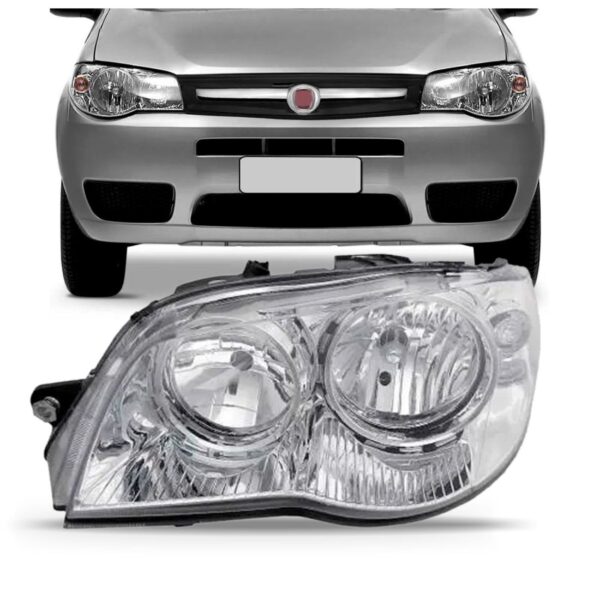 Farol Palio 04 05 06 07 08 09 10 11 12 2013 Cromado 1ª Linha - Esquerdo/motorista