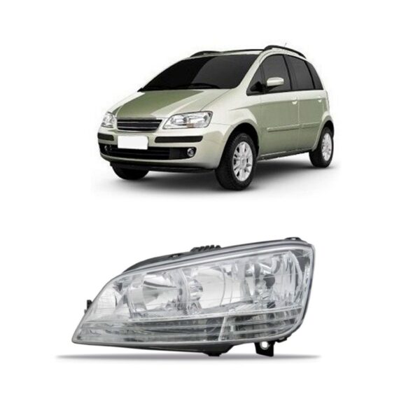 Farol Idea 2005 2006 07 08 09 10 Foco Duplo Cromado 1ª Linha - Esquerdo/motorista