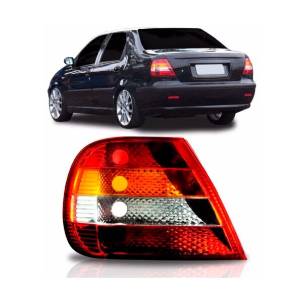 Lanterna Traseira Siena 01 A 03 Tricolor Carcaça Vermelha Lado Esquerdo