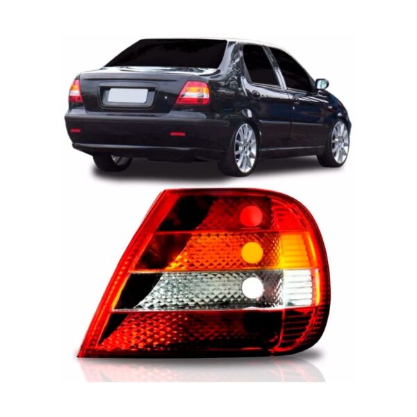 Lanterna Traseira Siena 01 A 03 Tricolor Carcaça Vermelha Lado Direito