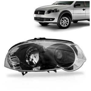 Farol Palio 10 A 12 Siena 08 A 12 Cromado Aro Preto 1ª Linha - Direito/passageiro