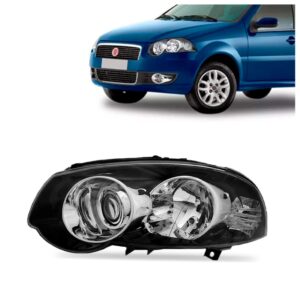 Farol Palio 09 A 20 Mascara Preta Com Anel Cromado 1ª Linha - Esquerdo/motorista