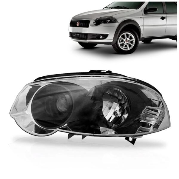 Farol Palio Siena Strada 08 A 11 Mascara Negra Fume 1ª Linha - Direito/passageiro