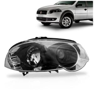 Farol Palio Siena Strada 08 A 11 Mascara Negra Fume 1ª Linha - Esquerdo/motorista