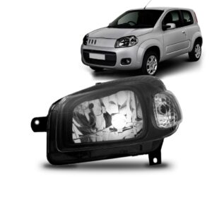 Farol Uno Vivace 11 12 13 14 Mascara Negra Black R 1ª Linha - Esquerdo/motorista
