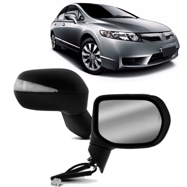 Retrovisor Civic 2006 A 11 Eletrico C/ Sinaleira Preto Liso Lado Direito