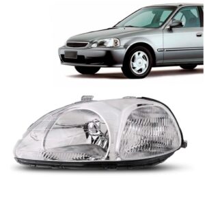 Farol Civic Sedan 1996 1997 1998 Manual Cromado Foco Simples Lado Esquerdo