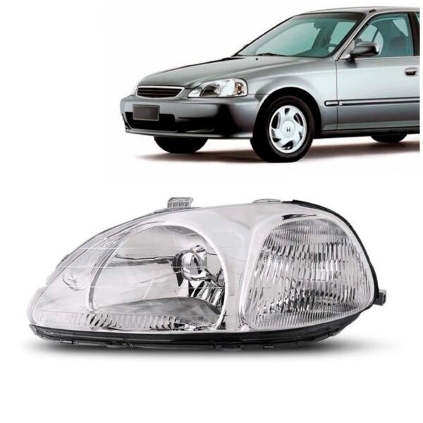 Farol Civic Sedan 1996 1997 1998 Manual Cromado Foco Simples Lado Esquerdo