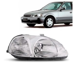 Farol Civic Sedan 1996 1997 1998 Manual Cromado Foco Simples Lado Direito
