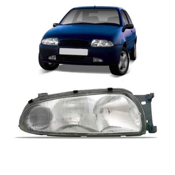Farol Para Ford Fiesta 98 99 Cromado Pisca Cristal 1ª Linha Direito/passageiro