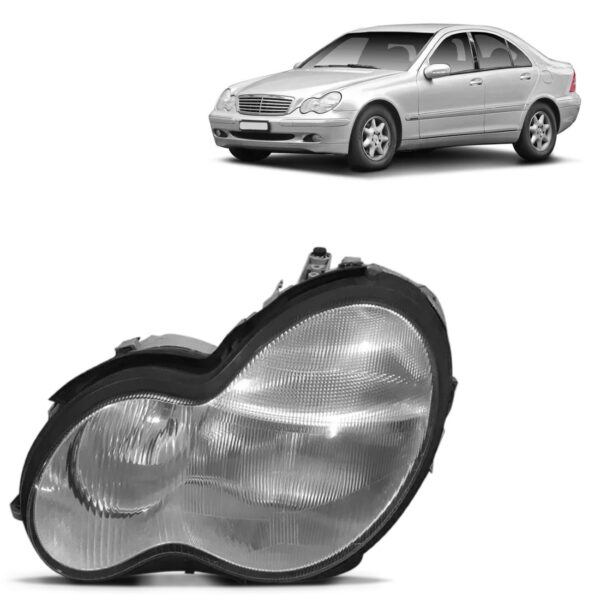 Farol Mercedes C180 Ano 2000 01 02 02 Lente Raiada 1ª Linha Esquerdo/motorista