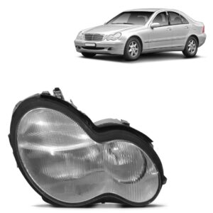 Farol Mercedes C180 Ano 2000 01 02 02 Lente Raiada 1ª Linha Direito/passageiro