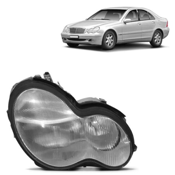 Farol Mercedes C180 Ano 2000 01 02 02 Lente Raiada 1ª Linha Direito/passageiro