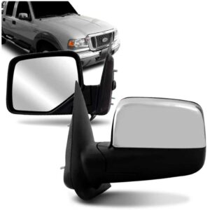 Retrovisor Ranger 2005 A 2009 Eletrico Preto Capa Cromada Lado Esquerdo