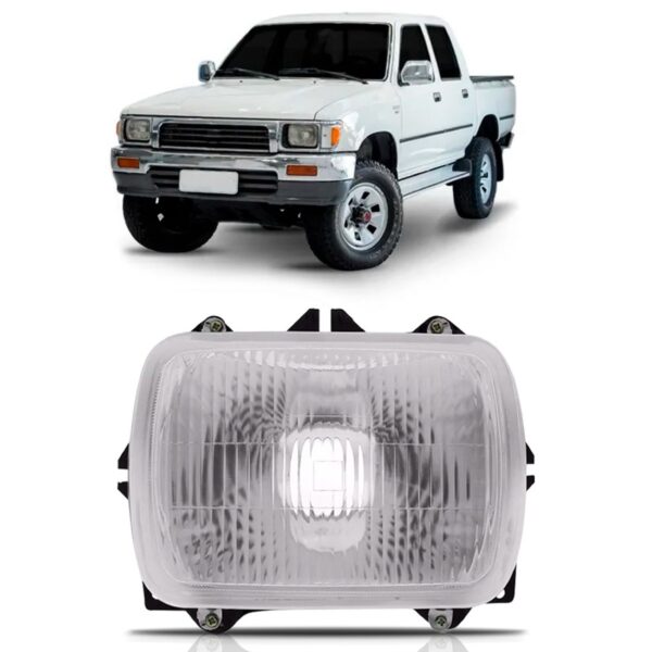 Farol Hilux L 200 Quadrado 1990 A 2001 Com Suporte 1ª Linha - Esquerdo/motorista