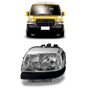 Farol Doblo Com Auxiliar 2002 A 2009 Cromado 1ª Linha - Esquerdo/motorista
