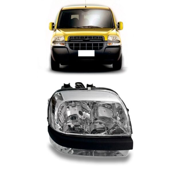 Farol Doblo Com Auxiliar 2002 A 2009 Cromado 1ª Linha Direito/passageiro