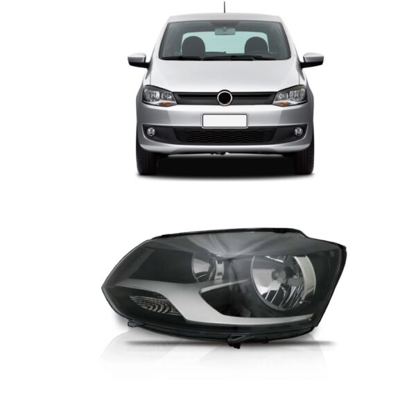 Farol Foco Duplo Fox 10 11 12 13 2014 Mascara Negra 1ª Linha - Esquerdo/motorista