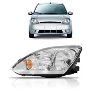 Farol Fiesta Amazon 2003 2004 2005 2006 Cromado 1ª Linha Esquerdo/motorista