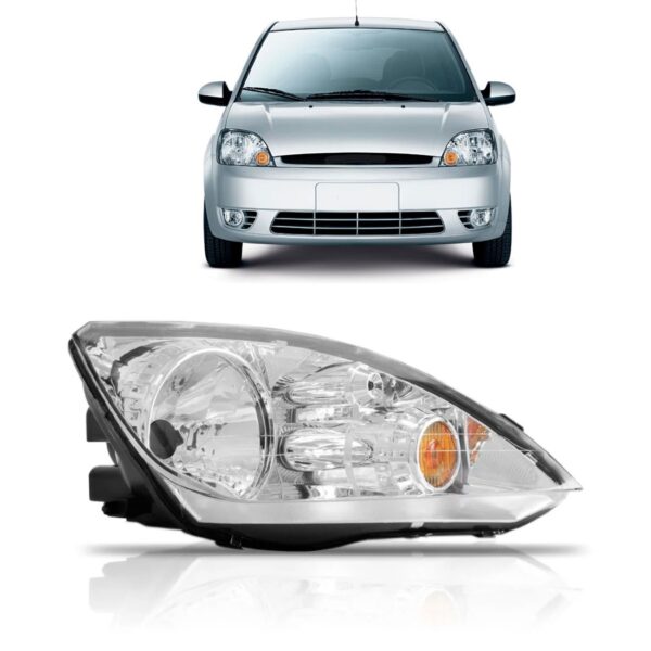 Farol Fiesta Amazon 2003 A 2006 Cromado 1ª Linha - Direito/passageiro