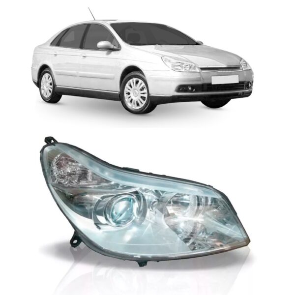 Farol Para Citroen C5 06/08 Lente Lisa Em Acrílico 1ª Linha Direito/passageiro