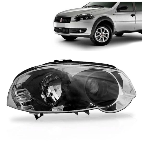 Farol Palio 10 11 12 Siena 08 09 10 11 12 Cromado Aro Preto Lado Direito