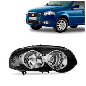 Farol Palio 10/12 Siena 2008/10 Preto Anel Cromado 1ª Linha - Direito/passageiro