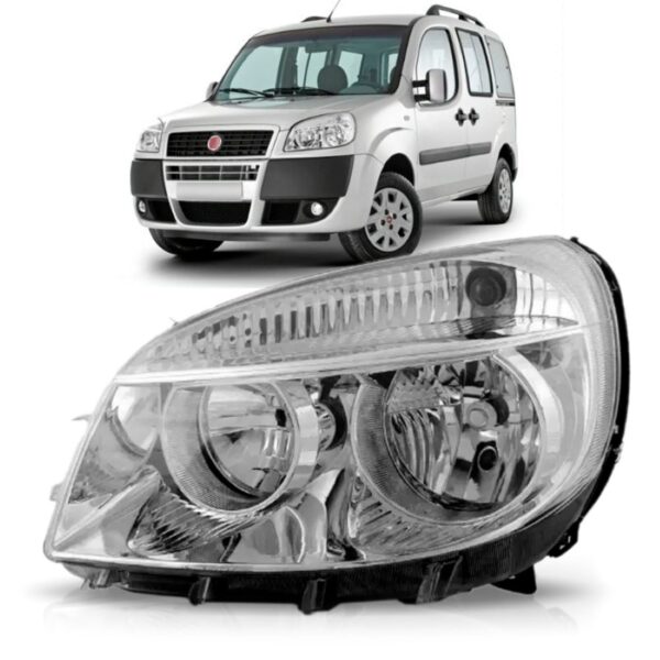 Farol Doblo 09 2010 A 13 Manual E Eletrico Cromado 1ª Linha Esquerdo/motorista