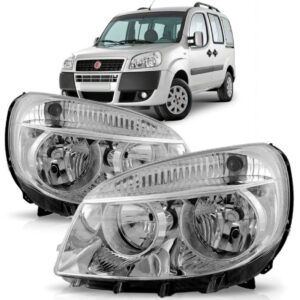 Farol Doblo 09 2010 A 13 Manual E Eletrico Cromado 1ª Linha Esquerdo/motorista